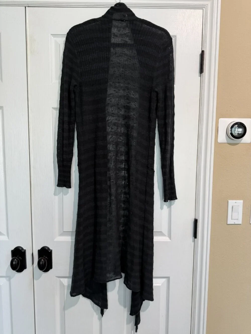 FREE PEOPLE Sheer Stripe Duster Long Line Open Cardigan Sweater - Size XS